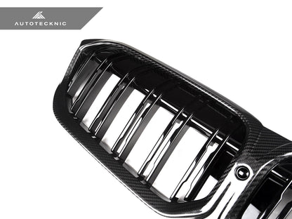 Parrilla delantera de doble lama de fibra de carbono seca AutoTecknic - Serie 3 G20 LCI