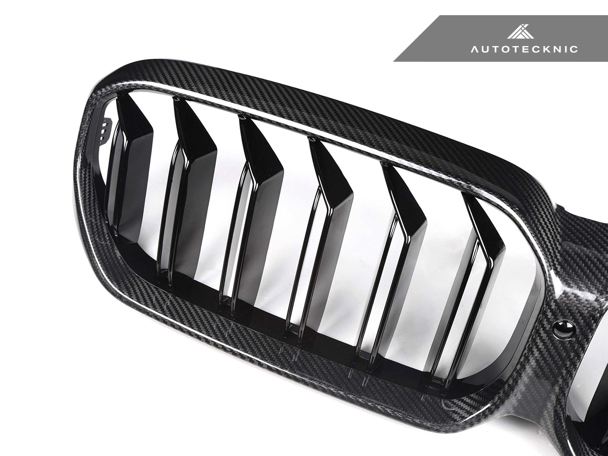 Parrillas delanteras de fibra de carbono seca de doble lama AutoTecknic - Serie 5 LCI G30 (ATK-BM-0898)
