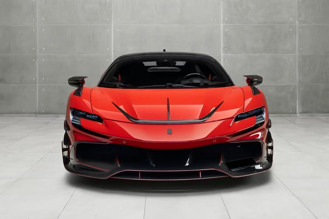 2020-UP Ferrari Autoclave Carbon Fiber Front Lip Carbonado (MSY) Fits: SF90 Stradale and Spider (1X1DRYCFSF90-MIW-MSY-FL)