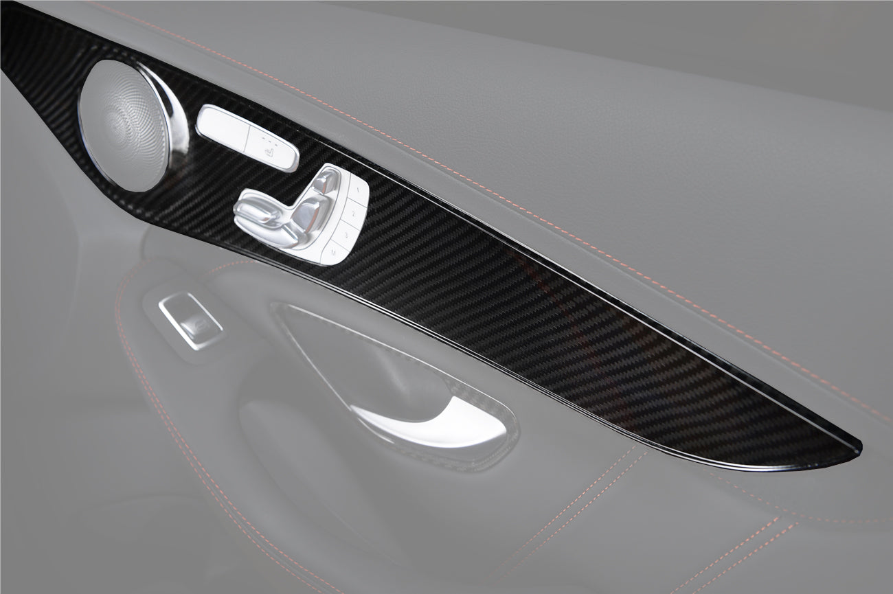 DarwinPRO 2015-2021 Mercedes Benz W205 C63 S AMG Sedán Tira de moldura de fibra de carbono para panel interior de puerta