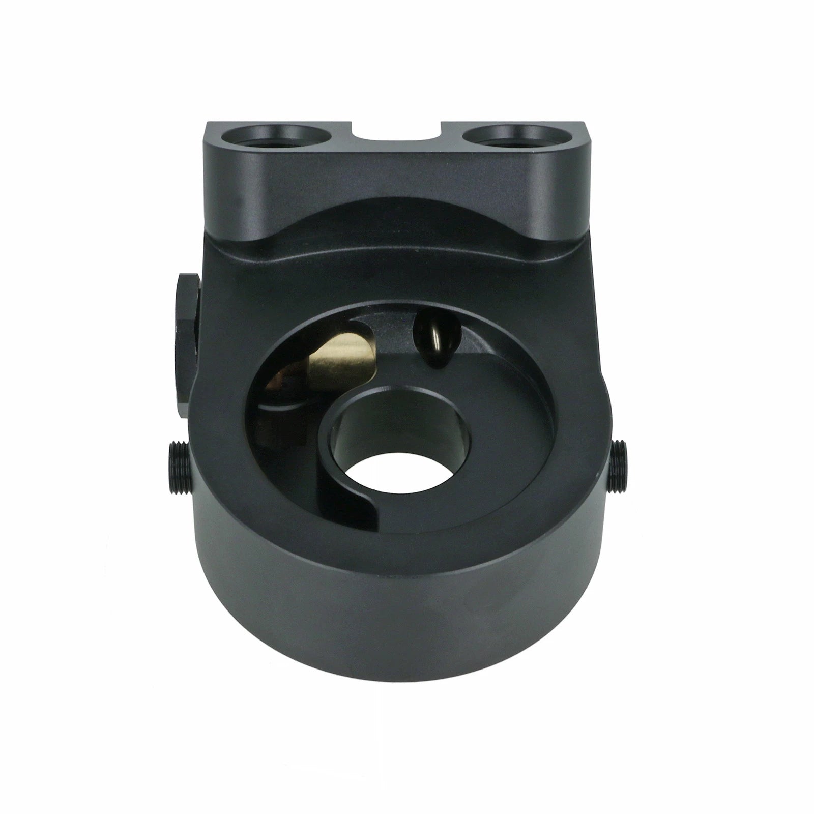 BOOST Products Billet Oil Filter Sandwich Plate Adapter  w/ Thermostat, black anodized (OF-M22-BM)