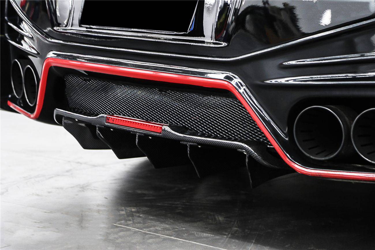 Carbonado 2012-2023 Nissan GTR R35 DBA & EBA NISMO Style Carbon Fiber Rear Diffuser With Canards & Break Light