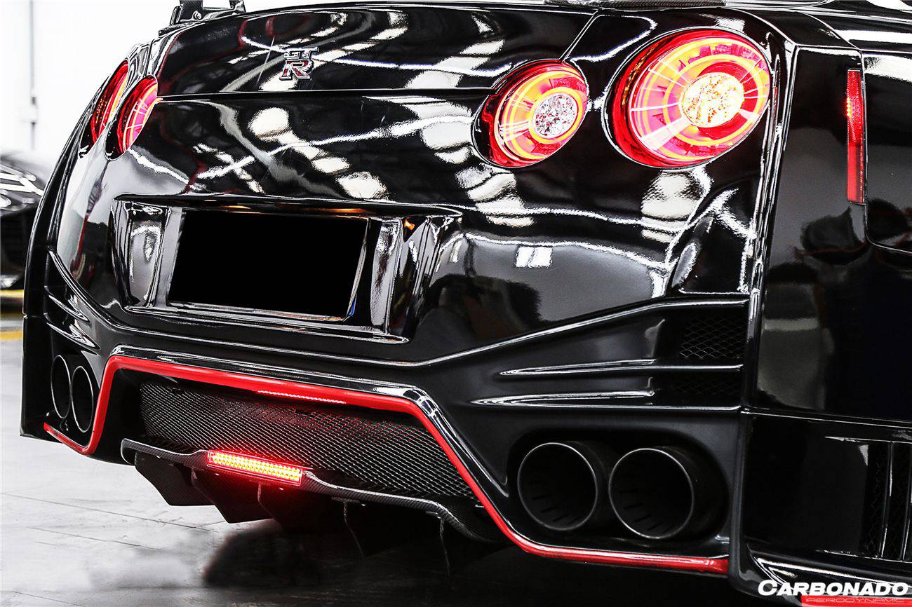 Carbonado 2012-2023 Nissan GTR R35 DBA  EBA BKSS Style Carbon Fiber Rear Diffuser Canards