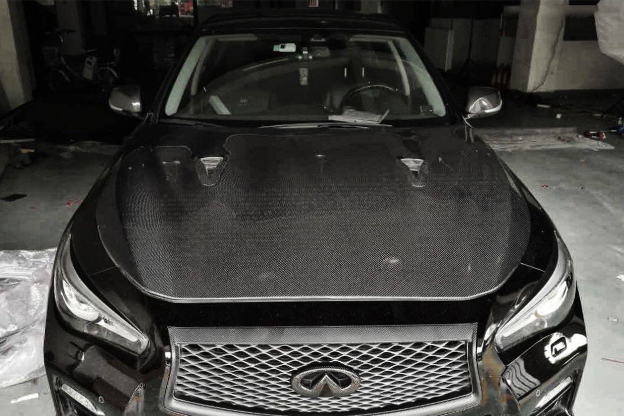 Capó estilo EAU ROUGE del Infiniti Q50 Sedán Carbonado 2014-2017