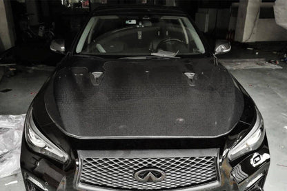 Capó estilo EAU ROUGE del Infiniti Q50 Sedán Carbonado 2014-2017