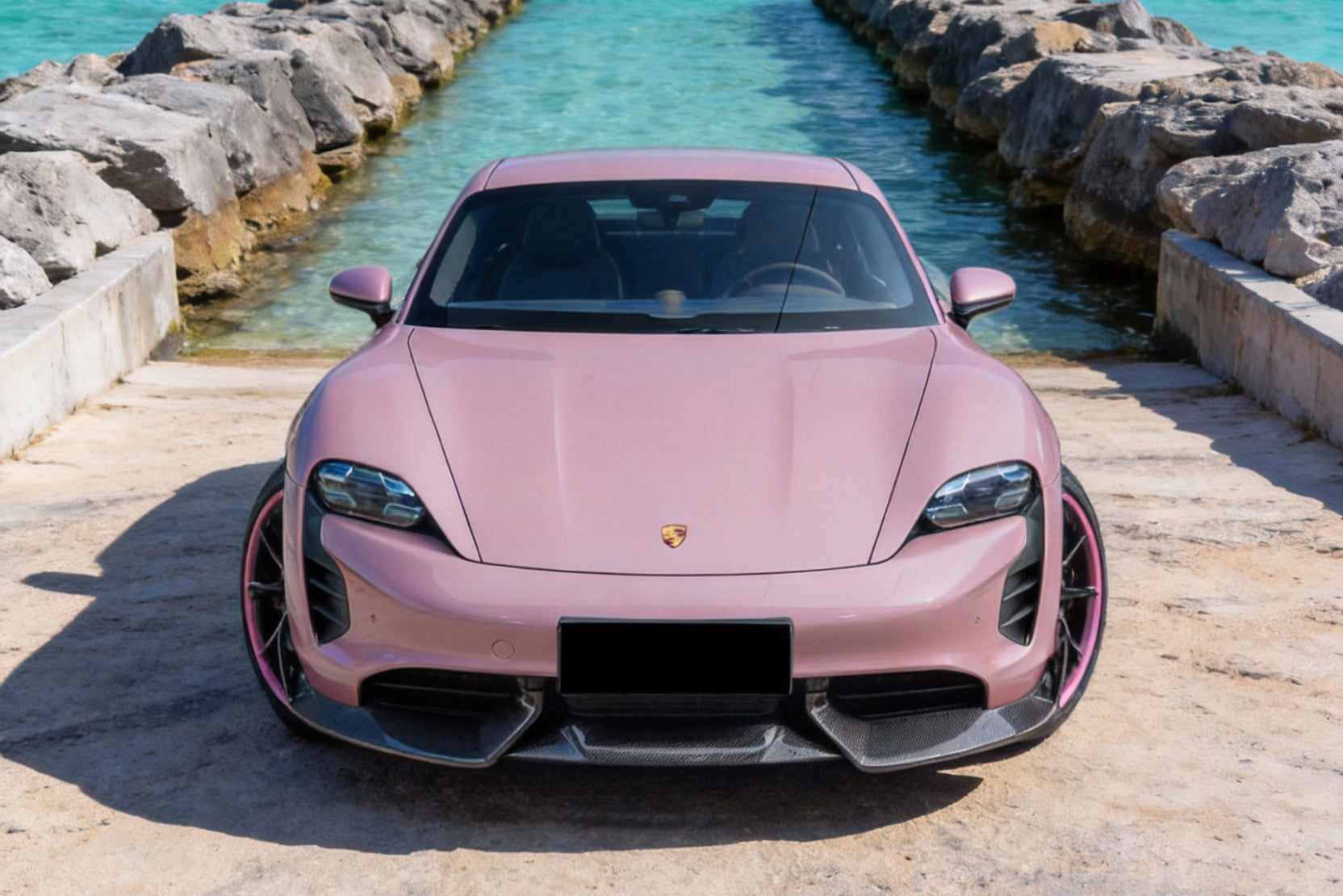Borde delantero de fibra de carbono estilo CADO para Porsche Taycan 4 4S GTS TURBO 2019-2023
