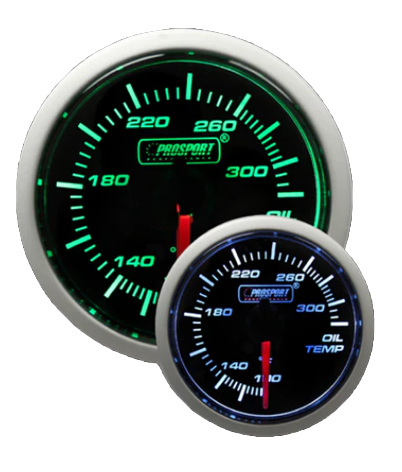 Prosport Green/White Oil Temperature Gauge
