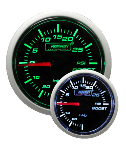 Prosport 2-1/16" Green/White Mechanical Boost Gauge