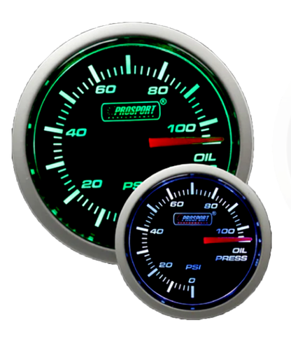 Prosport 2-1/16" Green/White Oil Pressure Gauge