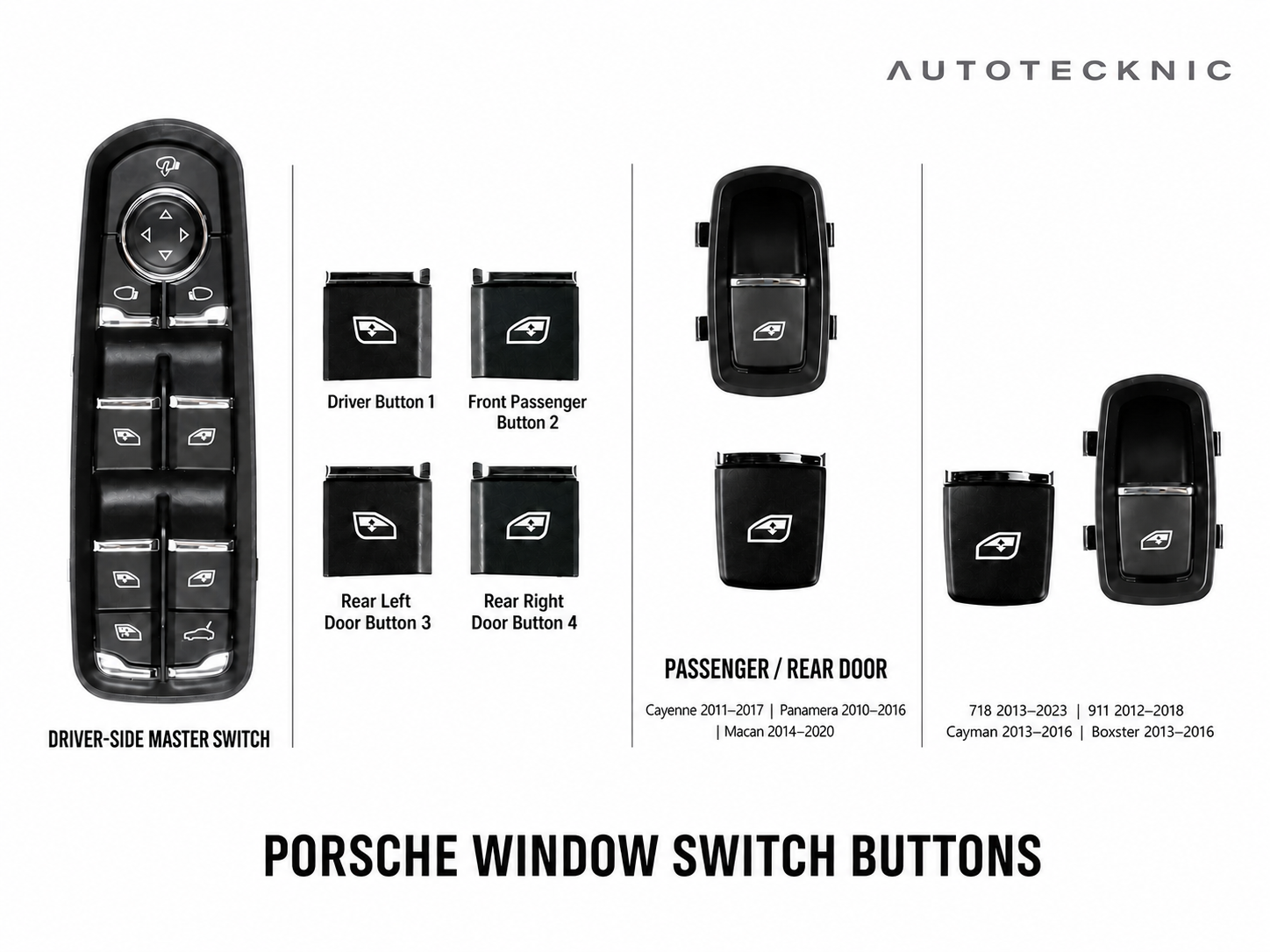 AutoTecknic Replacement Interior Window Switch Button - Porsche