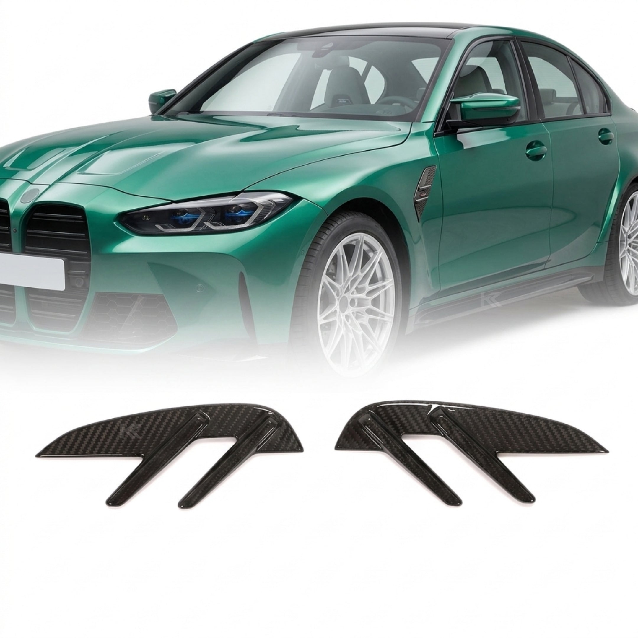 K2 Industries Dry Carbon Fiber Front Fender Vent Trim Set – BMW G80 M3 Competition (2021+)