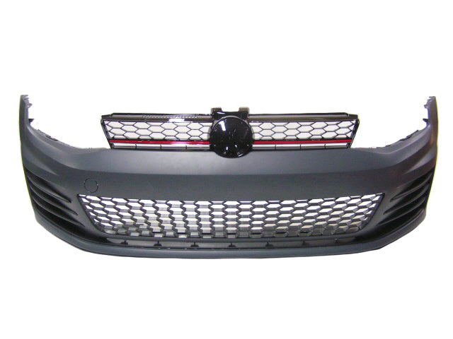 Parachoques delantero Innovative Motorsports 2013-2017 Volkswagen MK7 Golf GTI, estilo GTI, sin PDC, con luces antiniebla LED y parrilla roja