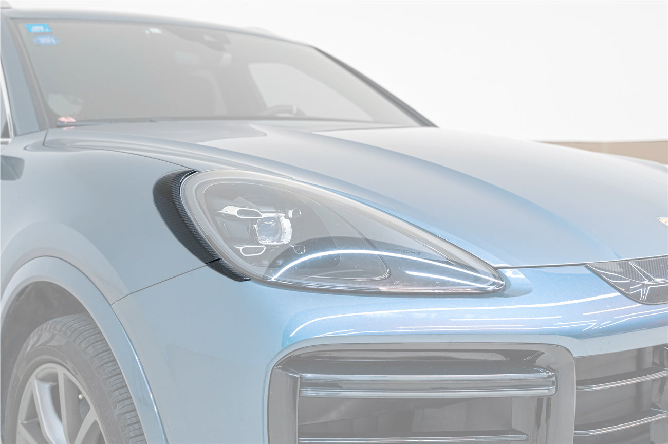 Carbonado 2018-2023 Porsche 9Y0.1 Cayenne S    E-Hybrid    Turbo MSY Style Dry Carbon Fiber Headlight Eyelid Eyebrow Cover