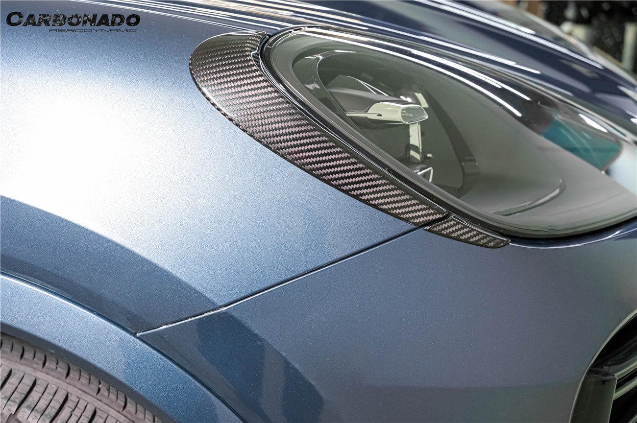 Carbonado 2018-2023 Porsche 9Y0.1 Cayenne S    E-Hybrid    Turbo MSY Style Dry Carbon Fiber Headlight Eyelid Eyebrow Cover