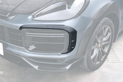 Molduras de ventilación del parachoques delantero de fibra de carbono seco estilo Porsche 9Y0.1 Cayenne Turbo MSY Carbonado 2018-2023