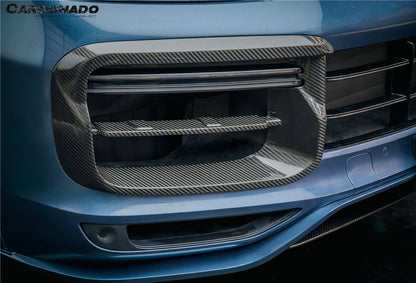 Carbonado 2018-2023 Porsche 9Y0.1 Cayenne Turbo TKT Style Dry Carbon Fiber Front Bumper Vent Cover
