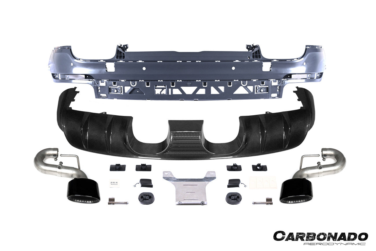 Parachoques trasero estilo Porsche Cayenne S E-Hybrid TurboGT Carbonado 2018-2023 con tubo adaptador de escape