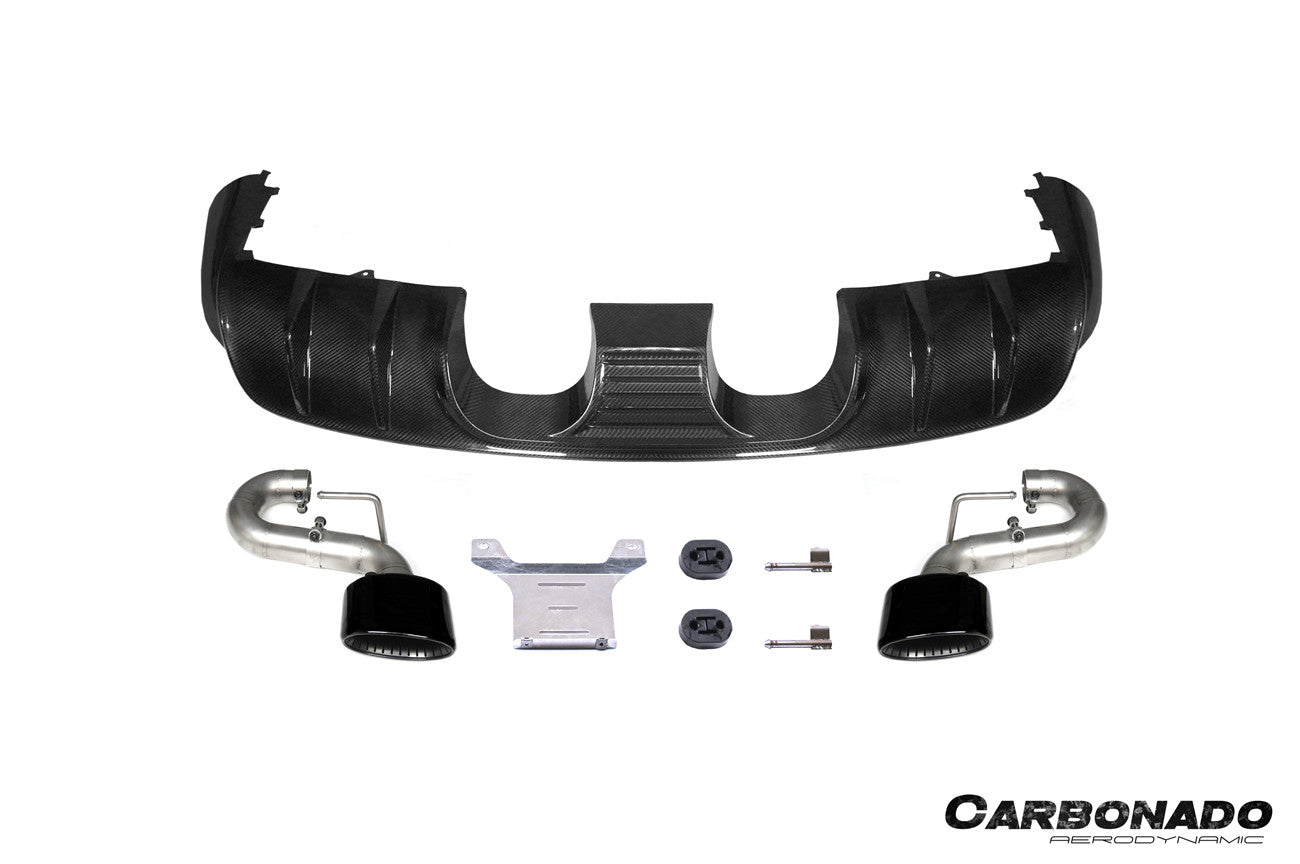 Carbonado 2018-2025 Porsche 9Y0.1 9Y0.2 9YA 9YB Cayenne    S    E-Hybrid TurboGT-Style Rear Diffuser With Exhaust Adapter Pipe