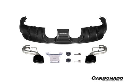 Carbonado 2018-2025 Porsche 9Y0.1 9Y0.2 9YA 9YB Cayenne    S    E-Hybrid TurboGT-Style Rear Diffuser With Exhaust Adapter Pipe