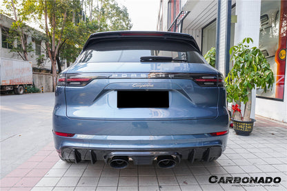 Parachoques trasero estilo Porsche Cayenne S E-Hybrid TurboGT Carbonado 2018-2023 con tubo adaptador de escape