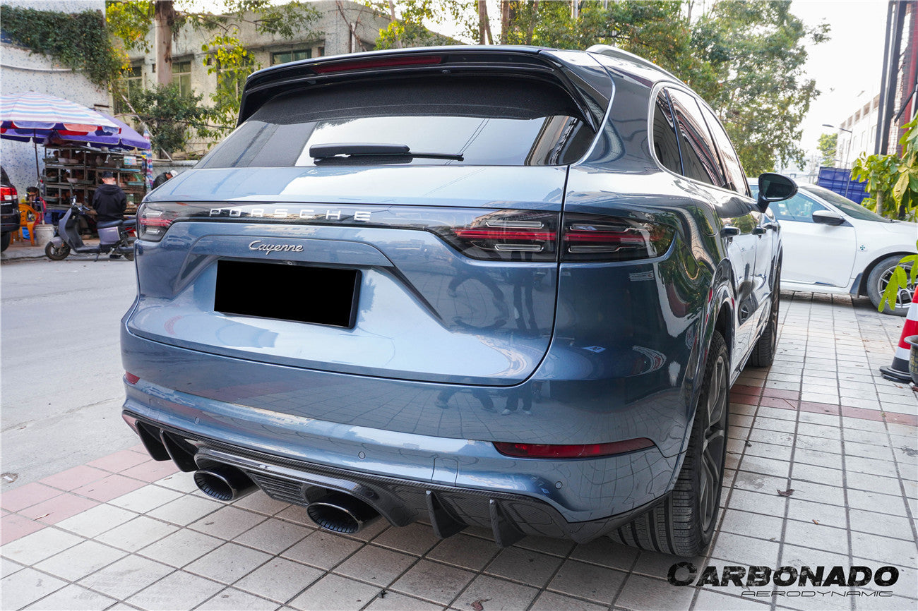 Parachoques trasero estilo Porsche Cayenne S E-Hybrid TurboGT Carbonado 2018-2023 con tubo adaptador de escape