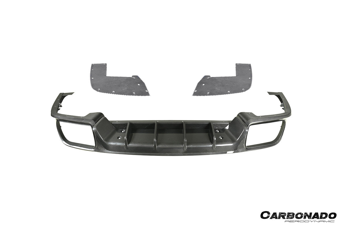 Carbonado 2018–2025 Porsche Cayenne 9Y0 Carbon Fiber KT-Style Rear Diffuser, Fits SUV and Coupe Models(E-Hybrid, Turbo, Turbo E-Hybrid, Turbo S E-Hybrid)