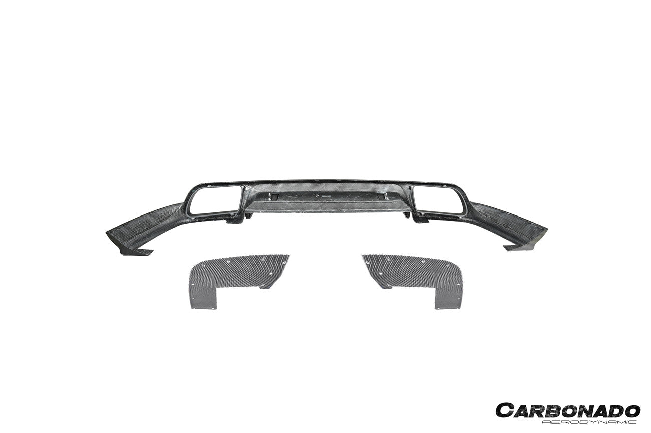 Carbonado 2018–2025 Porsche Cayenne 9Y0 Carbon Fiber KT-Style Rear Diffuser, Fits SUV and Coupe Models(E-Hybrid, Turbo, Turbo E-Hybrid, Turbo S E-Hybrid)