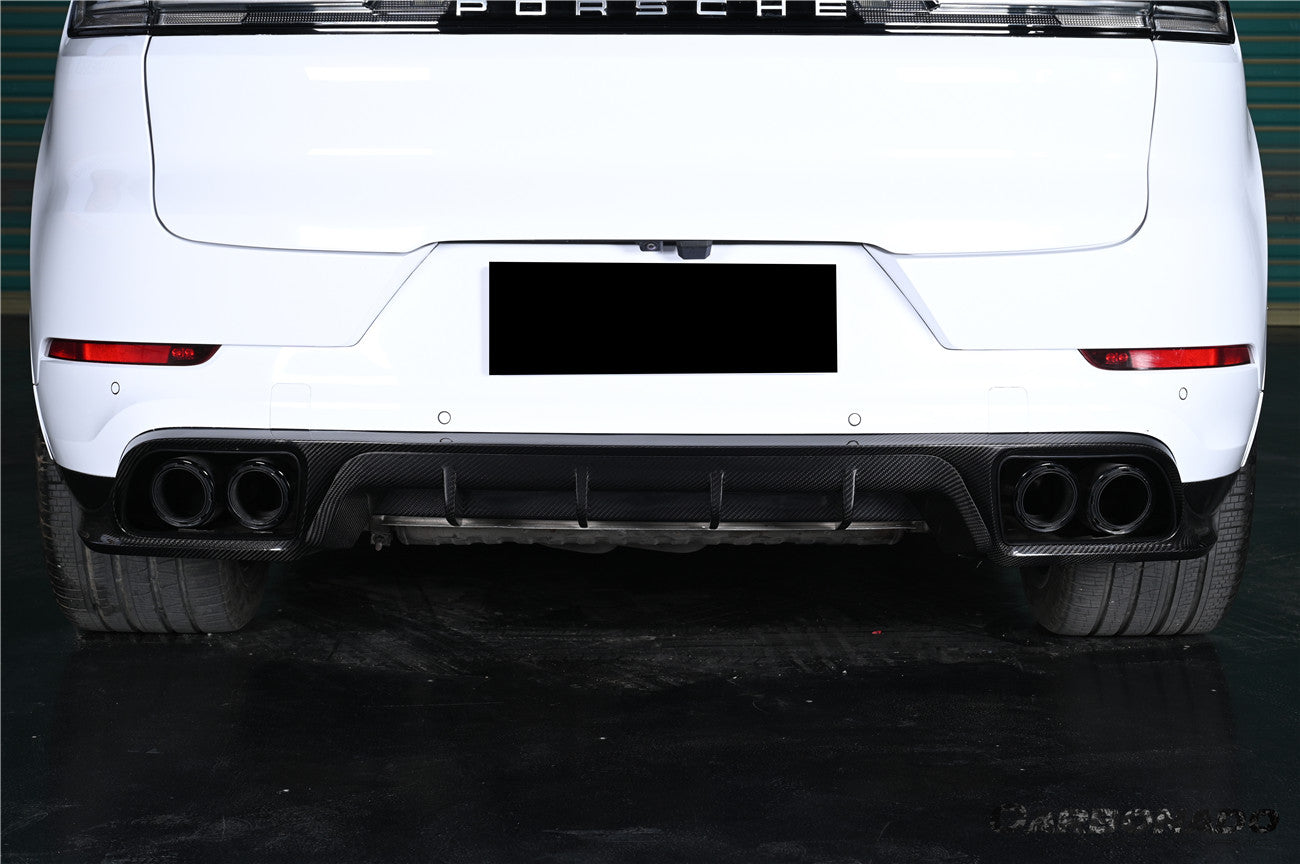 Carbonado 2018–2025 Porsche Cayenne 9Y0 Carbon Fiber KT-Style Rear Diffuser, Fits SUV and Coupe Models(E-Hybrid, Turbo, Turbo E-Hybrid, Turbo S E-Hybrid)