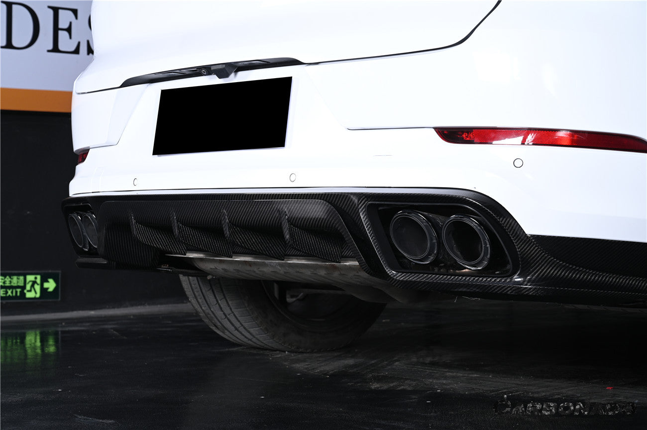 Carbonado 2018–2025 Porsche Cayenne 9Y0 Carbon Fiber KT-Style Rear Diffuser, Fits SUV and Coupe Models(E-Hybrid, Turbo, Turbo E-Hybrid, Turbo S E-Hybrid)
