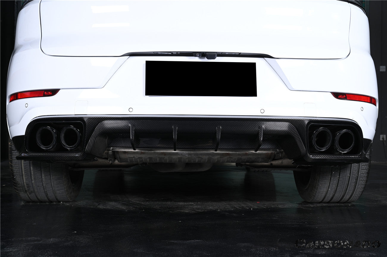 Carbonado 2018–2025 Porsche Cayenne 9Y0 Carbon Fiber KT-Style Rear Diffuser, Fits SUV and Coupe Models(E-Hybrid, Turbo, Turbo E-Hybrid, Turbo S E-Hybrid)