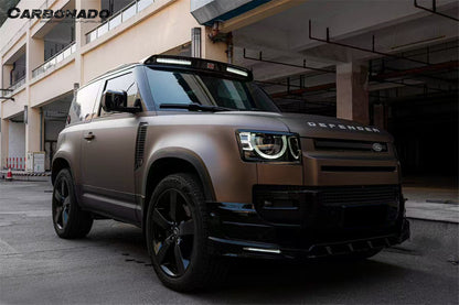 Alerón de techo delantero estilo roca Land Rover Defender Carbonado 2020-2024 y luz LED