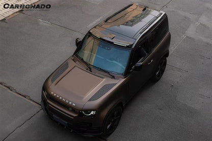 Alerón de techo delantero estilo roca Land Rover Defender Carbonado 2020-2024 y luz LED