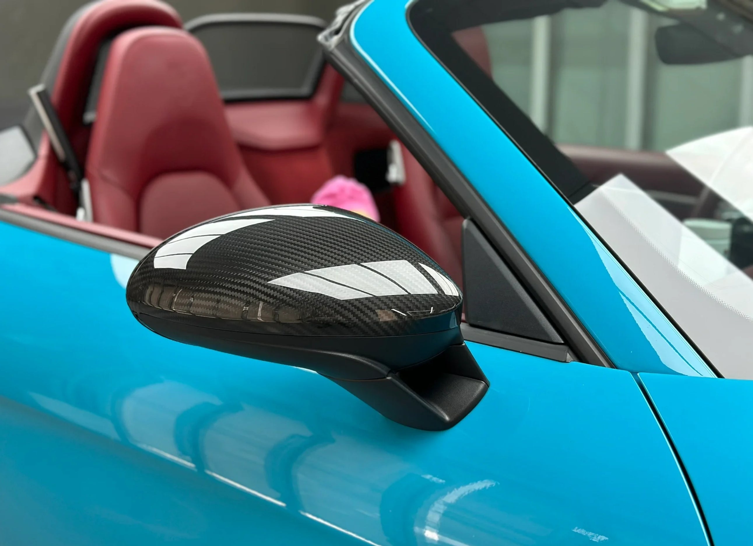 Reemplazo de carcasa de espejo de fibra de carbono para autoclave estilo Porsche 718 Carbonado 2017-2025 | Compatible con Cayman, Boxster, Spyder, GTS, GT4, GT4 RS (volante a la izquierda)