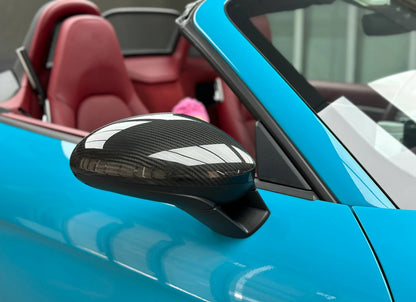 Reemplazo de carcasa de espejo de fibra de carbono para autoclave estilo Porsche 718 Carbonado 2017-2025 | Compatible con Cayman, Boxster, Spyder, GTS, GT4, GT4 RS (volante a la izquierda)