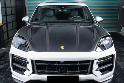 Capó seco de fibra de carbono para Porsche 9Y0.2 Cayenne S Coupé E-Hybrid KT Style Carbonado 2024-2025