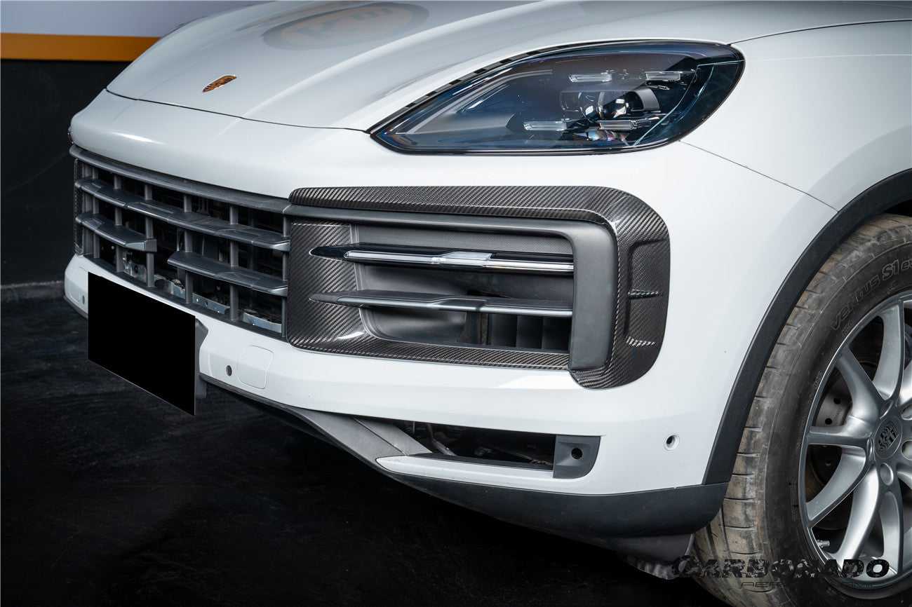 Carbonado 2024-2025 Porsche 9Y0.2 Cayenne S   Coupe     E-Hybrid OEM Style Dry Carbon Fiber Front Bumper Side Vent Cover