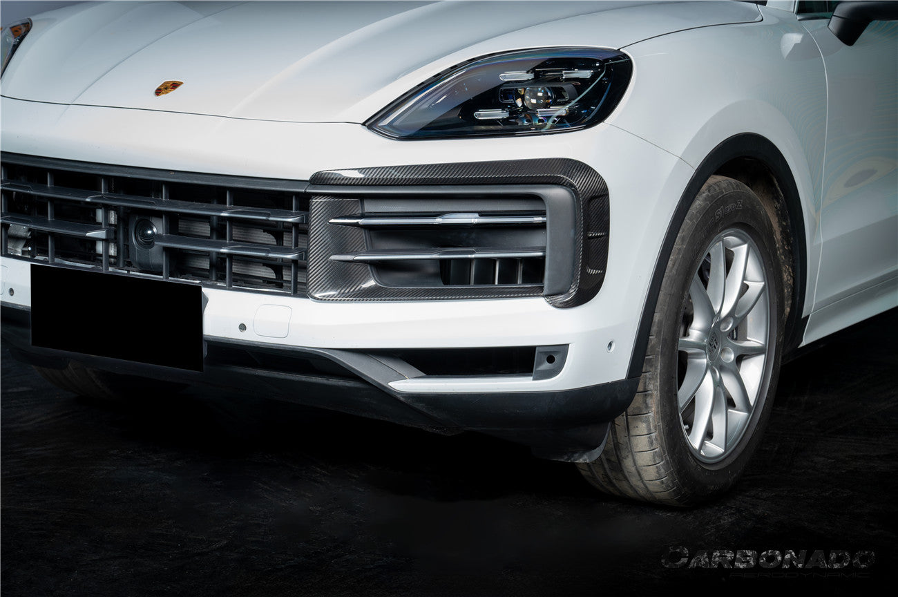 Carbonado 2024-2025 Porsche 9Y0.2 Cayenne S   Coupe     E-Hybrid OEM Style Dry Carbon Fiber Front Bumper Side Vent Cover