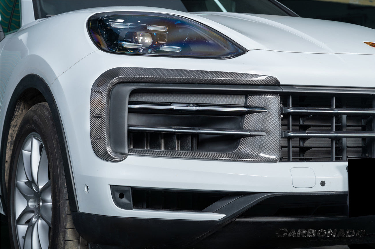 Carbonado 2024-2025 Porsche 9Y0.2 Cayenne S   Coupe     E-Hybrid OEM Style Dry Carbon Fiber Front Bumper Side Vent Cover
