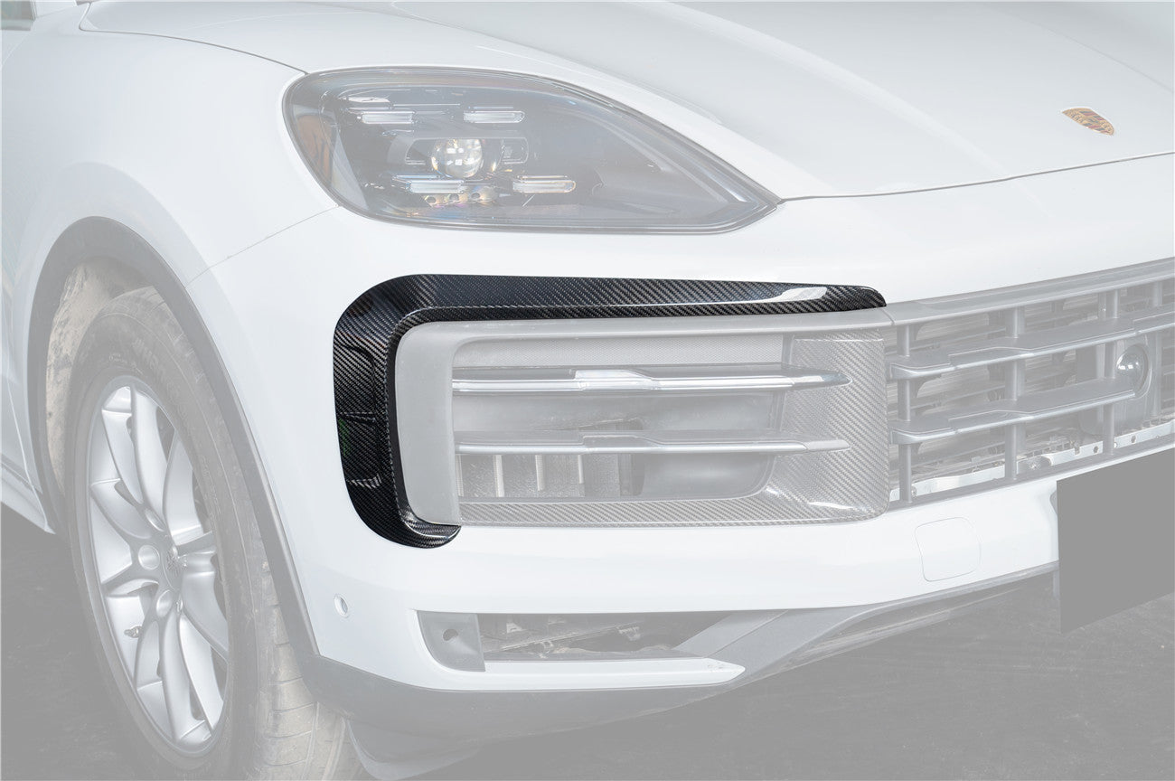 Carbonado 2024-2025 Porsche 9Y0.2 Cayenne S   Coupe    E-Hybrid MSY Style Dry Carbon Fiber Front Bumper Vent Trims