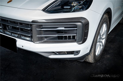 Carbonado 2024-2025 Porsche 9Y0.2 Cayenne S   Coupe    E-Hybrid MSY Style Dry Carbon Fiber Front Bumper Vent Trims