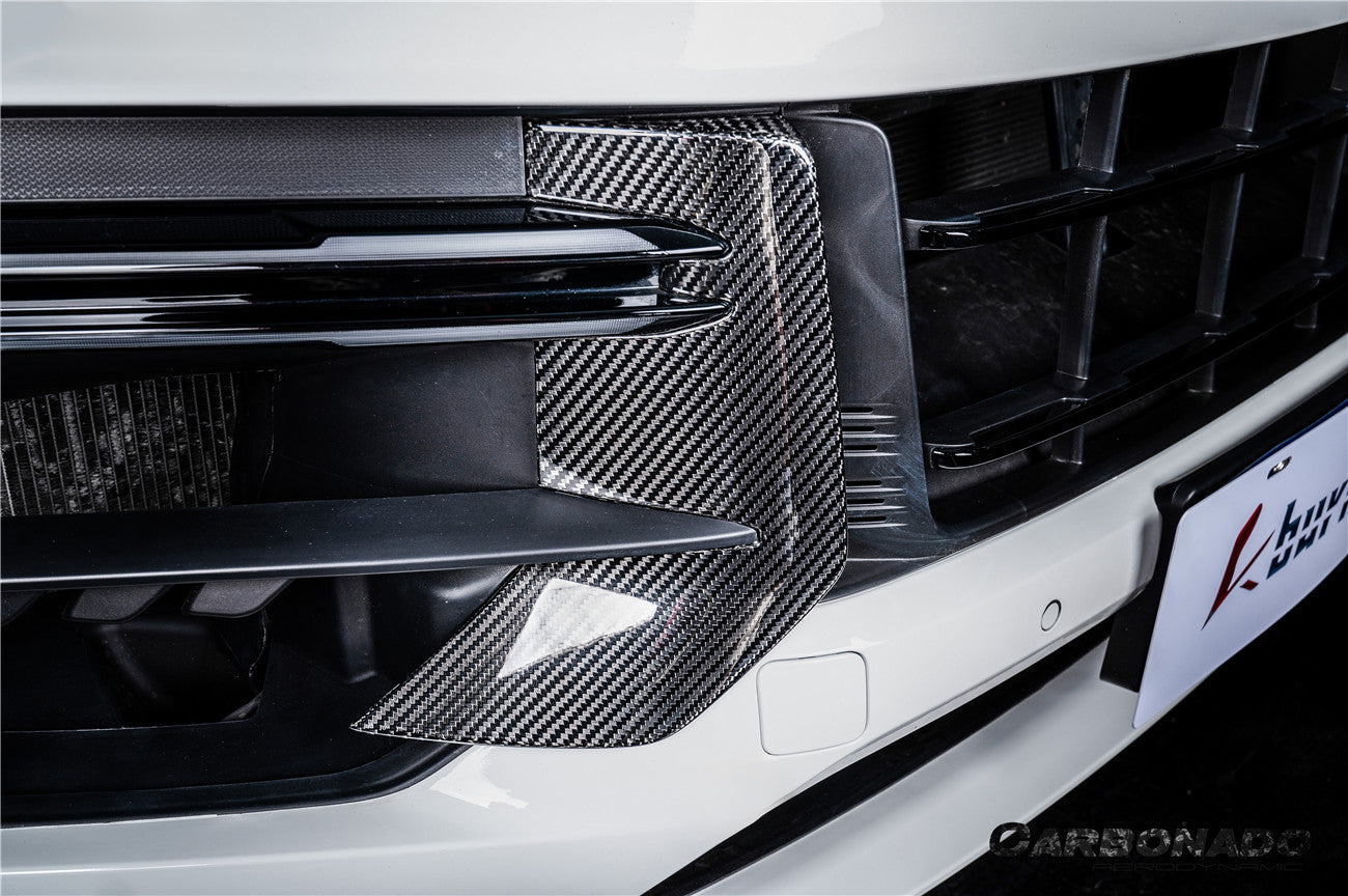 Carbonado 2024-2025 Porsche 9Y0.2 Turbo GT OEM Style Dry Carbon Fiber Front Bumper Side Vent Cove