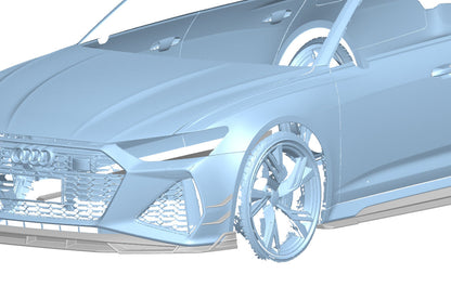Carbonado 2019-2024 Audi RS6  RS7 C8 AD Style Dry Carbon Fiber Front Bumper Canards