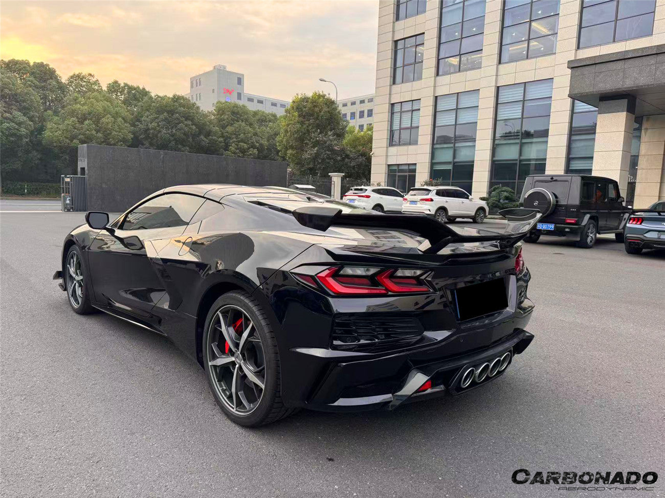 Carbonado 2020-2026 Corvette C8 Stingray Z06 Style Rear Bumper with Exhaust System