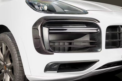 Carbonado Aero Autoclave Carbon Fiber Front Bumper Vent Trims | 2018-2023 Porsche Cayenne 9YA 9Y0 9YB Cayenne, S, GTS, Turbo