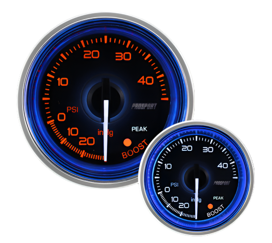 Prosport 2-1/16" Crystal Series Blue/White Electric Boost gauge