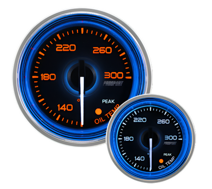 Prosport 2-1/16" Crystal Blue/White Oil Temperature Gauge