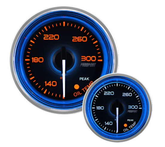 Prosport 2-1/16" Crystal Blue/White Oil Temperature Gauge