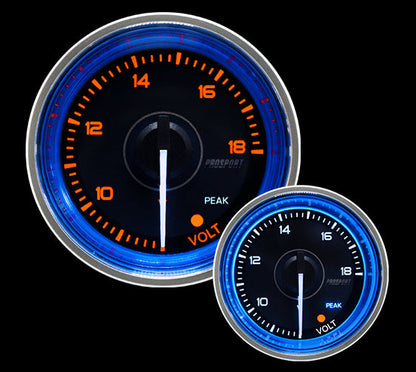 Medidor de voltaje eléctrico Prosport Crystal Blue de 2-1/16"