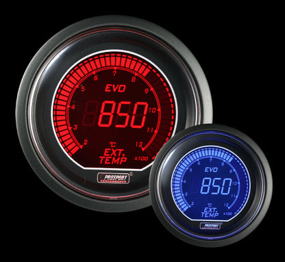 Medidor de temperatura de gases de escape eléctrico Prosport Evo de 2-1/16" (en grados Celsius)