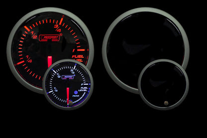 Indicador de nivel de combustible premium Prosport de 2-1/16" color ámbar/blanco